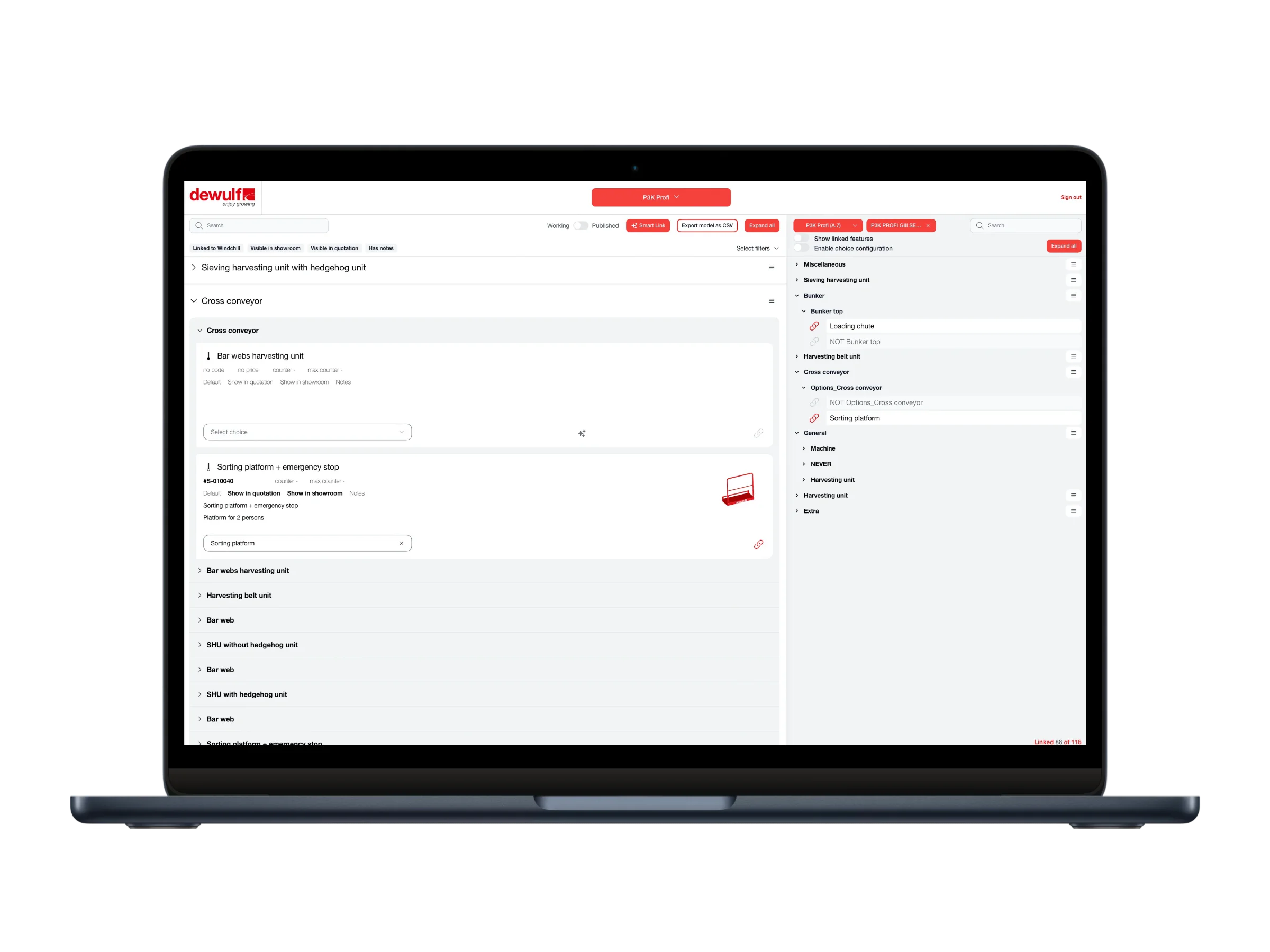 Dewulf — product screen